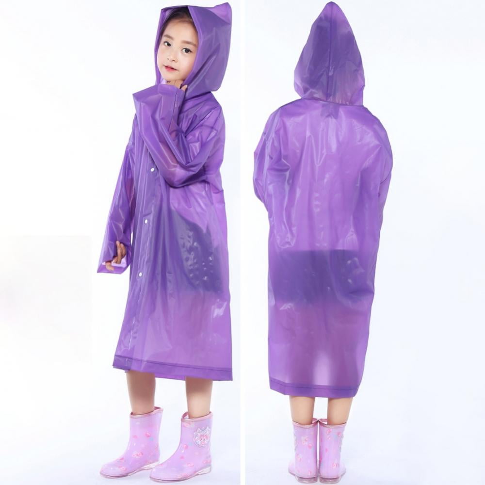 Raincoat for Kids, EVA Kids Rain Coats Reusable Rain Poncho Jacket for