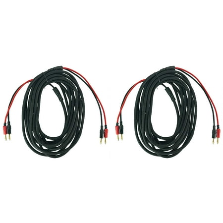 2) Rockville BN20 20 Foot 14 AWG 100% OFC Copper Banana to Banana Braided Cables