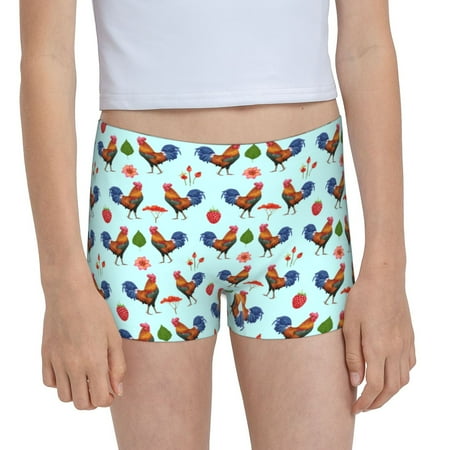 Pofeuu Roosters And Plants Print Soft Cotton Girls Boyshort panties Toddler Underwear-XX-Small