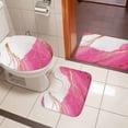 thumbnail image 4 of Pink Marble Bath Mat 3 Piece Bathroom Rug Set, Nature Marble Crack Yellow Lines Art Non Slip Bath Rug Contour Mat and Toilet Lid Cover, Absorbent Shower Mats Soft Bath Rugs and Mats Sets, 4 of 8