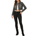 thumbnail image 2 of INSPIRE CHIC Veste en Denim Courte Délavée pour Femme à Col Rabattu, Effilochée, Boutonnée, Printemps Été, Gris m, 2 of 8