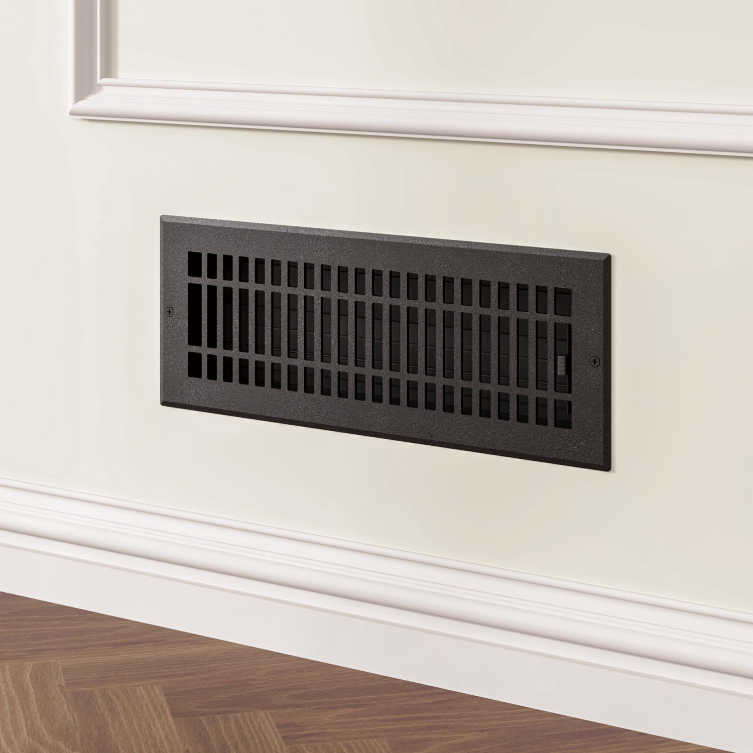 Naiture Stainless Steel Wall Register, Heavy Duty Rust-Resistant Air Vent Cover, Metal Damper or Lever, Contemporary Style Grate Wall Vent, Duct Size 4" X 10", Black Finish