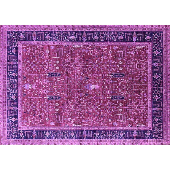 Ahgly Company Indoor Rectangle Oriental Purple Industrial Area Rugs, 8' x 10'