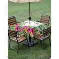thumbnail image 4 of Outdoor Tablecloth with Umbrella Hole for Patio/Picnic/Party/Camping, Tropical Spring Waterproof Table Cloth Square Cover Washable, Floral Leaves Butterflies Watercolor (54"x 54"), 4 of 8