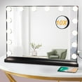 thumbnail image 3 of Depuley 20" Vanity Mirror with Light, Makeup Lighted Mirror with Smart Touch Switch, 15 Dimmable LED Bulbs for Dressing Room, Bedroom, Tabletop, Black, 3 of 9