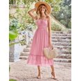 thumbnail image 3 of Vestido largo GRACE KARIN, sin mangas, dobladillo con volantes, color rosa playa S, 3 of 7