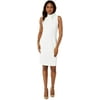 Calvin Klein Sleeveless Crepe Dress with Necktie Cream 4