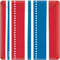 American Summer Stripes Patriotic Party 7" Square Dessert Plates