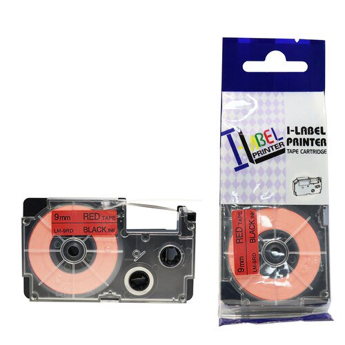 LM Tape Compatible 3/8" (9mm) Black on Red Tape for your Casio KL820 / KL-820 EZ Label Printer.