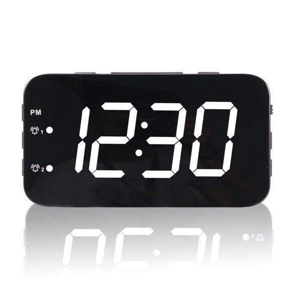 Portable LED Digital Alarm Clock With Temperature Display Sound Activated Electronic Snooze Alarm Clock Dual Power Supplies