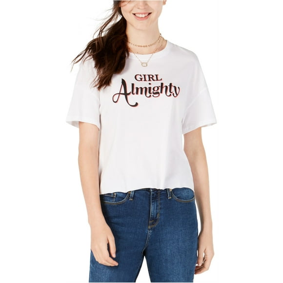 Carbon Copy Womens Girl Almighty Graphic T-Shirt, White, X-Large