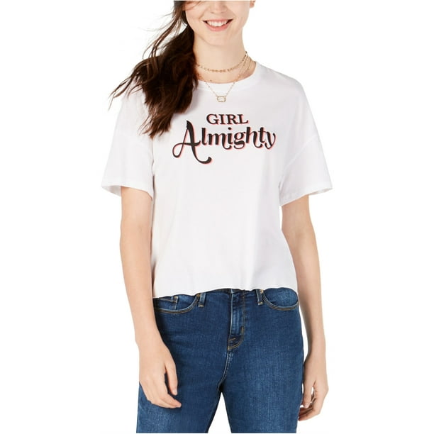 Carbon Copy Womens Girl Almighty Graphic T-Shirt, White, Small 