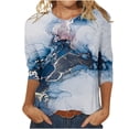 thumbnail image 2 of Blouses pour Femmes Été Mode Féminine Manches Courtes Col Rond Rétro Imprimé Hauts Amples Blouse Manches Trois-Quarts Blouses de Travail pour Femmes en Liquidation, 2 of 4