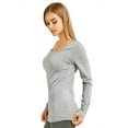 thumbnail image 2 of T-Shirt - Women's Fitted Cotton Long Sleeve Scoop Neck Tee S, Heather Gray, 2 of 4