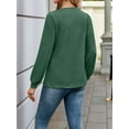 thumbnail image 6 of Womens V Neck Long Sleeve Tops Dressy Casual Fall Shirts Puff Sleeve Loose Tunic Trendy Tops Blouses Green L, 6 of 7