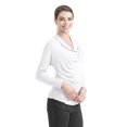 thumbnail image 3 of WT1381 Womens Cowl Neck Long Sleeve Drape Top With Side Shrring L White, 3 of 3