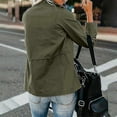 thumbnail image 2 of Ladies Snap Buttons Military Jacket Streetwear Fall Coat Long Sleeve Utility Jackets, 2 of 3