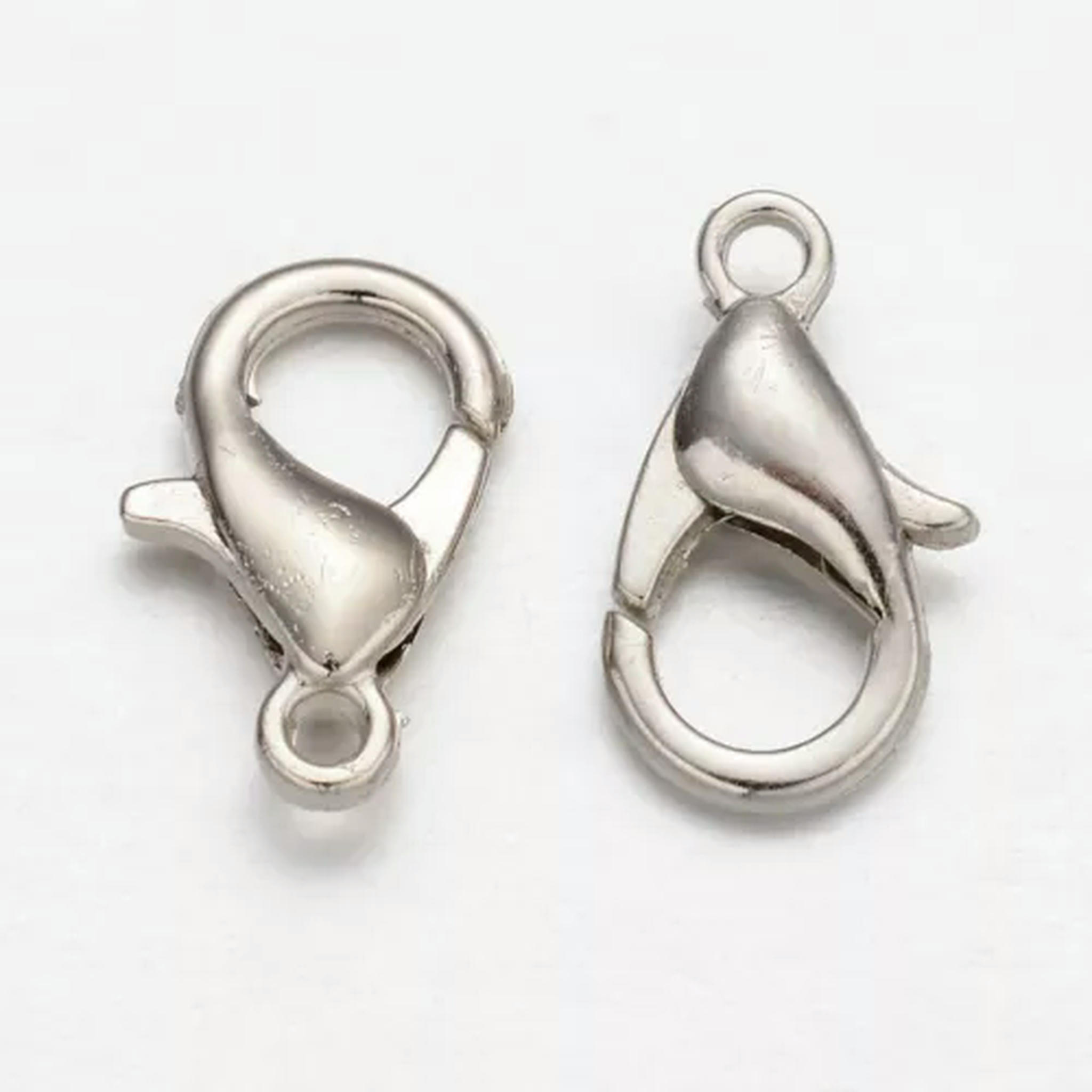 U8MO 200pcs Brass Lobster Claw Clasps Nickel Free Trigger Clasp Closure Findings 12mm-Platinum