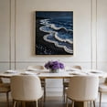 thumbnail image 6 of Ocean Wave Wall Art with 3D Pearl Embellishments on Fabric Canvas Blue and Black Seascape Decor, 6 of 8