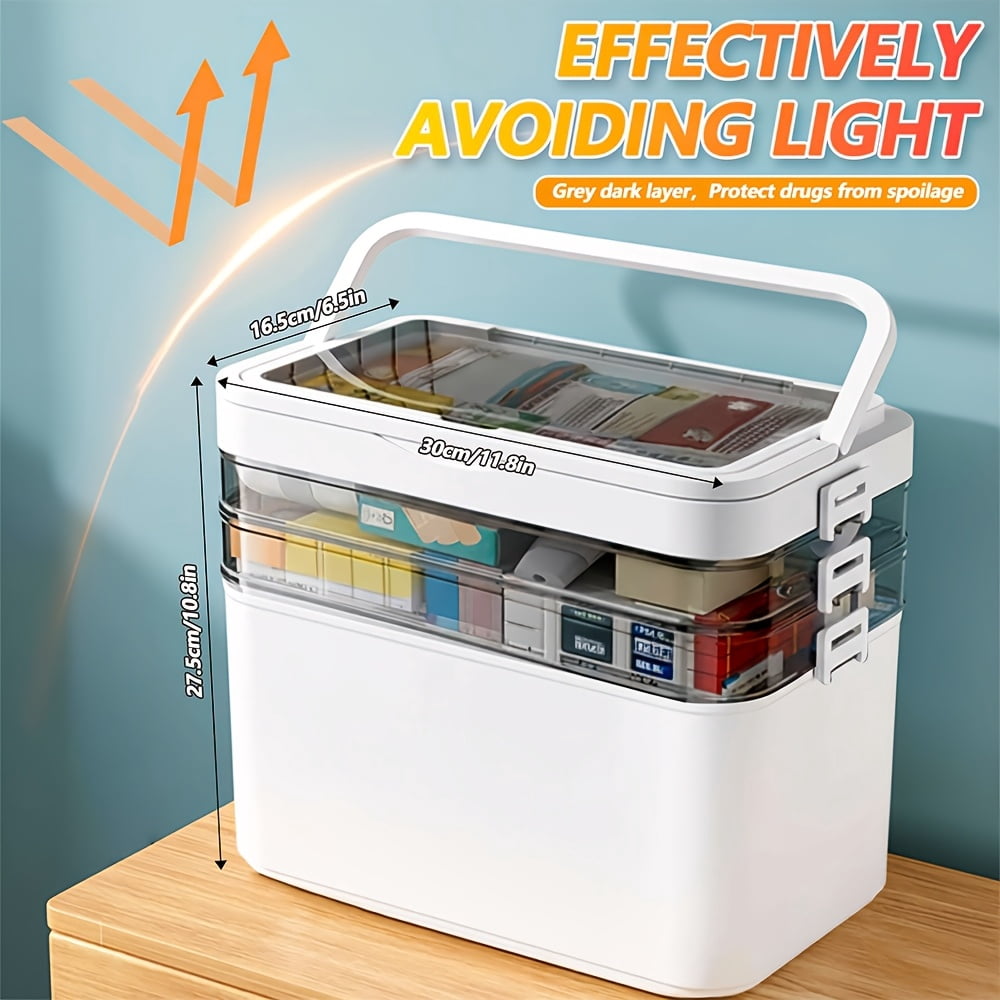 Handcrafted sewing supplies storage box, 2, 3, 5-layer large-capacity multi-layer classification transparent storage box, convenient storage box with carrying handle and lid