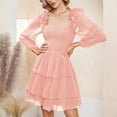 thumbnail image 2 of Women's Stylish Casual Dress Ruffled Square Neck Puffy Sleeve Flowy Comfortable Summer Outfit, 2 of 2
