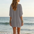 thumbnail image 4 of Bxsruta Womens Tunics V Neck Flowy Casual Shirts Half Sleeve Beach Cover Up Tops, 4 of 8