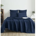 thumbnail image 4 of VHC Brands 100% Cotton Waffle Weave Queen Blanket 90"x90", Decorative Lightweight Spring and Summer Throw Blanket, Bedroom Decor for Bed, Couch, or Sofa, Navy, 4 of 4