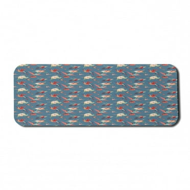 Tropical Computer Mouse Pad, Tropical Hummingbirds with Exotic Hibiscuses on Blue Backdrop Hawaiian Composition, Rectangle Non-Slip Rubber Mousepad Large, 31" x 12", Multicolor, by Ambesonne