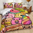 thumbnail image 2 of Comida de dibujos animados Juego de funda nórdica King Size,Juego de ropa de cama postre de frutas para, 2 of 8