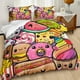 thumbnail image 2 of Comida de dibujos animados Juego de funda nórdica King Size,Juego de ropa de cama postre de frutas para, 2 of 8