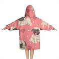 thumbnail image 2 of Pug and Love Heart Blanket Hoodies for Kids 6-13YR Oversize Wearable Blanket Hoodies for Boys Girls Teens, 2 of 7