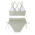 thumbnail image 6 of Women's Bikini Set Solid Color Two Piece Swimsuit with Removable Bra Pads No Underwire for Beach Swimming Vacation,Green,S, 6 of 8