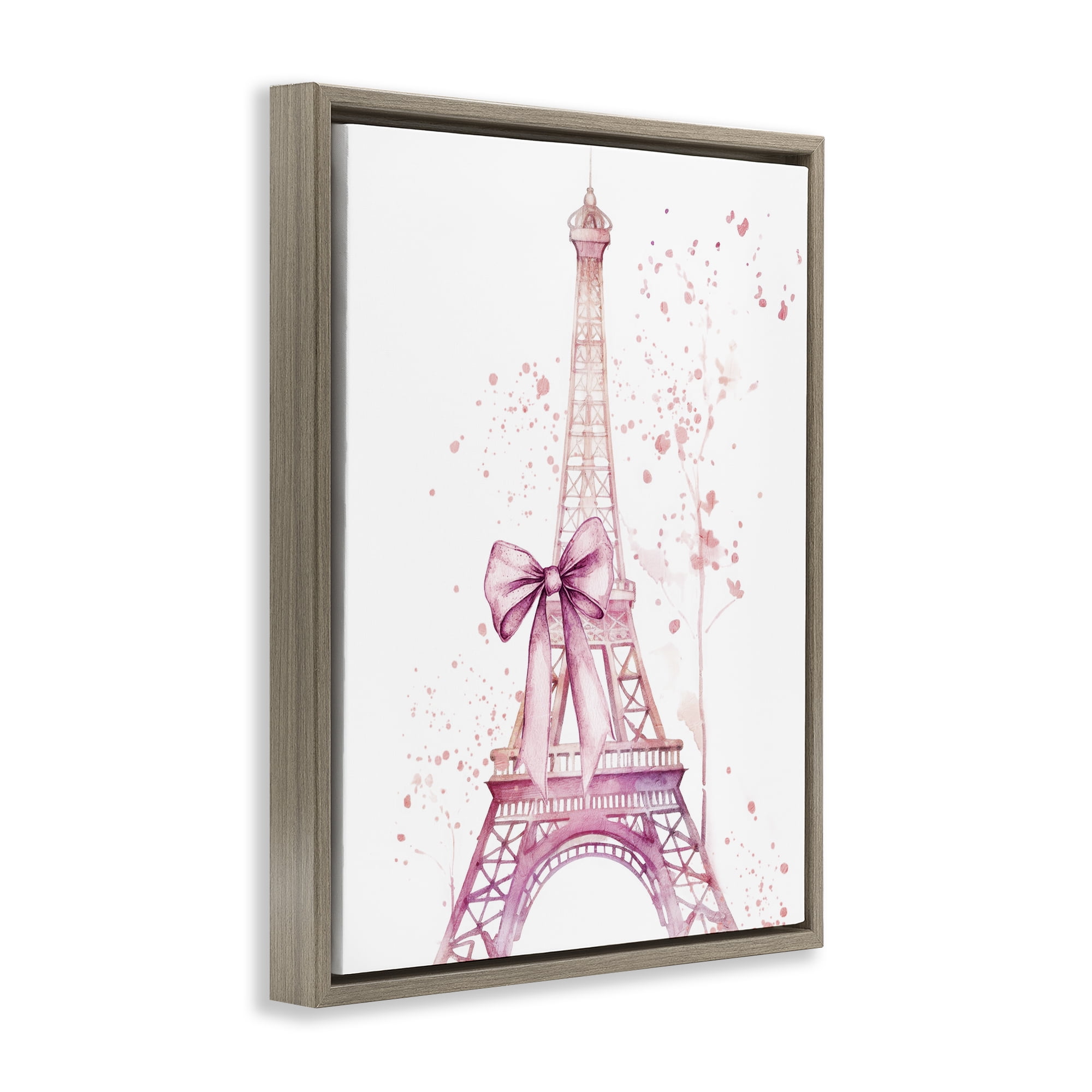 Bow Bedecked Paris Tower Brown Framed Floater Canvas Wall Art, design by Kim Allen