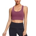 thumbnail image 6 of Women's Criss Cross Back Sports Bra Longline U-Neck Padded Yoga Workout Wirefree Crop Tank Top Padded Workout Tops For Women, 6 of 9