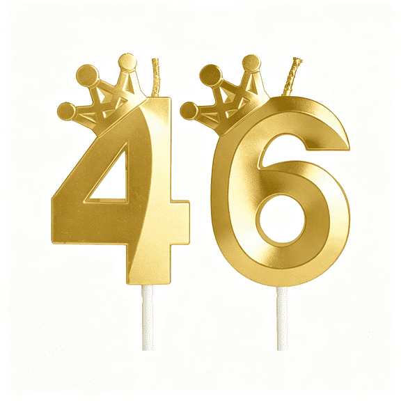 CYFW 3D Crown Gold Number 46 Birthday Candle Cake Candles,Happy 46 Birthday Candles Cake Topper Decorations for Men Women Birthday Party Chic Candles for Women