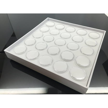 White Display Tray - Beauticom High Quality White Foam Tray Display Case with 25 Clear Mini Pot Jars