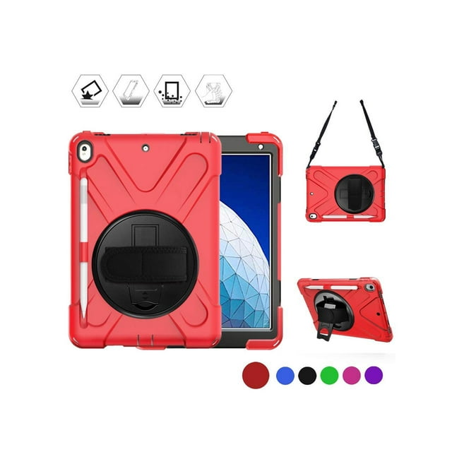 Étui iPad Air 3 (3e Génération) 10,5 Pouces 2019 Étui iPad Pro 10,5 Pouces 2017 - Étui de Protection avec Support pour Crayon, Sangle de Main et d'Épaule