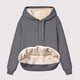 thumbnail image 2 of Gibobby Sudadera mujer, Sudadera de forro polar con capucha para mujer, de gran tamaño, de manga larga, casual(Gris oscuro,XG), 2 of 3