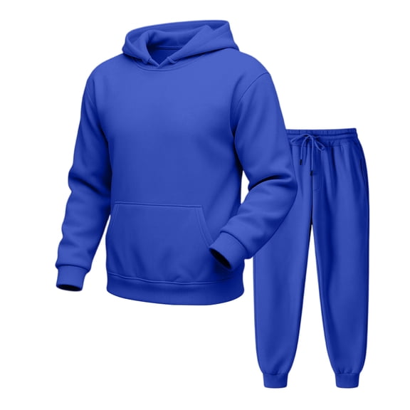 Delconic Mens Hoodie and Jogger Set Casual Athletic Sweat Suit Long Sleeve Pullover Hooded Top with Drawstring Pants Blue L