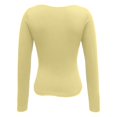 thumbnail image 3 of KHONTS Women's Long Sleeve V-Neck T Shirts Slim Fit Basic Fall Crop Tops Seamed Going out Tops Yellow XL, 3 of 5