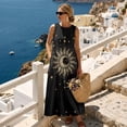 thumbnail image 4 of Jiueut Sun Moon Star Print Women Summer Casual Maxi Dress Sleeveless Long Dress with Pockets, Lightweight Linen Look Breathable Flowy Sundress for Beach Wear, L, 4 of 7