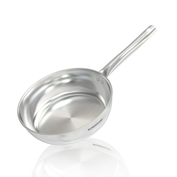 SUNHOUSE 10 Inch Stainless Steel Frying Pan, 18/10 Stainless Steel Pan