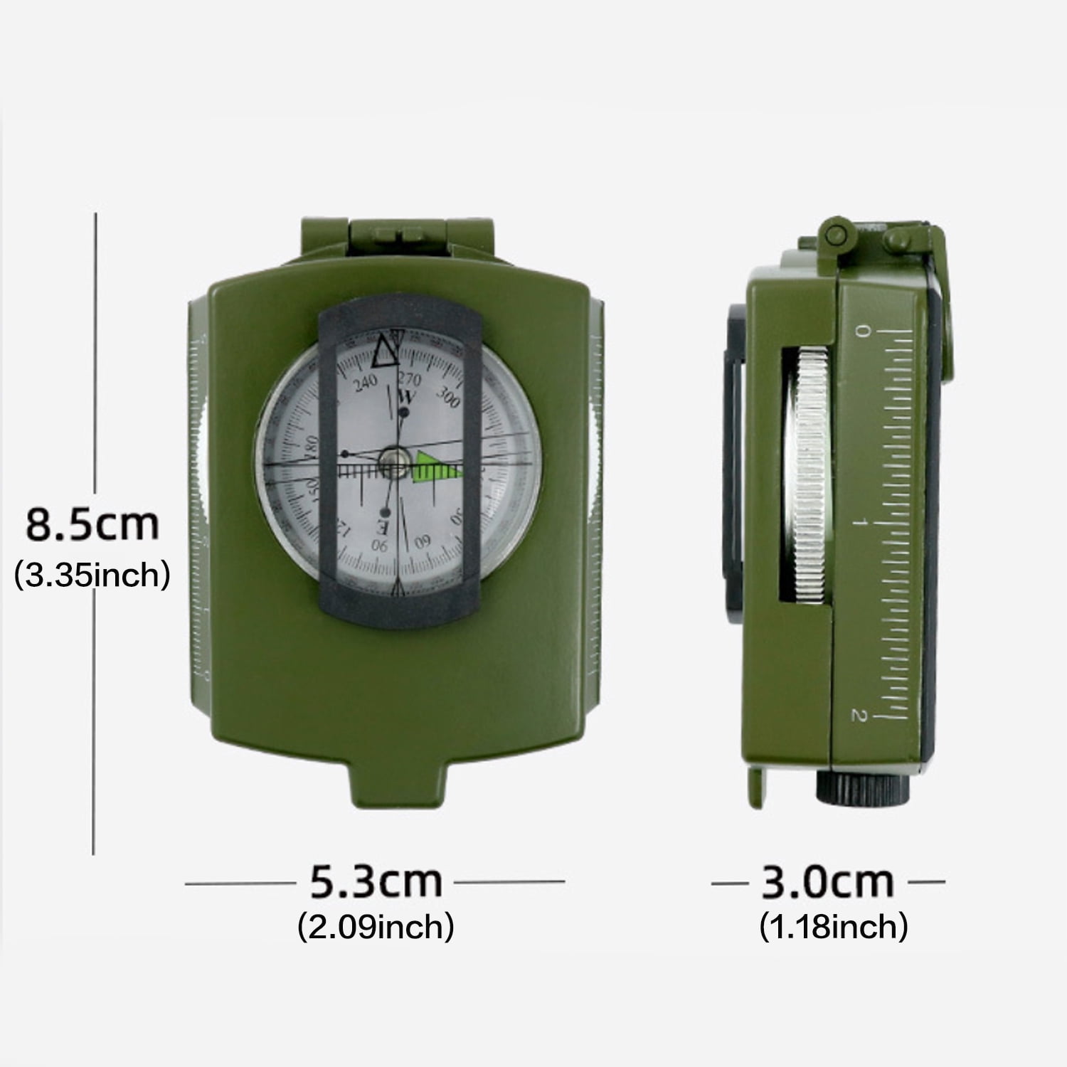 2 Pack,Army green,Camping Survival Compass Glow in The Dark Military Compass Survival Gearfor for Hiking, Camping,Backpacking, Outdoor Activities