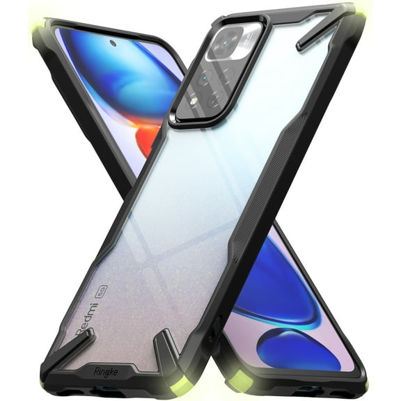 Ringke Fusion-X Plus Case Compatible with Xiaomi Redmi Note 11 Pro Plus, Transparent Hard Back Shockproof Upgraded Side Grip Cover - Black