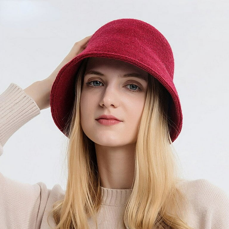 Winter New Knitted Bucket Hat Women Casual Outdoor Warm Fishman Hat Lady  Solid Color Fashion Basin Hat Designer Style