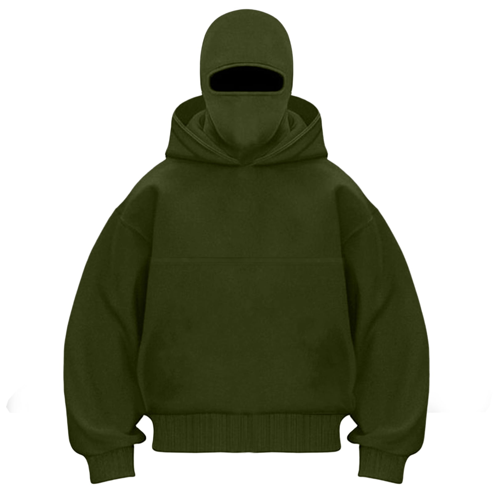 idosla Balaclava Ninja Hoodie with Built In Balaclava Unisex Women Long Sleeved Warm Pet Pocket and Winter Streetwear Sportswear Hoodies (Army Green, S)