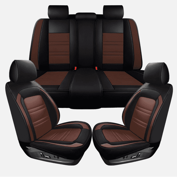 5-Seat PU Leather Car Seat Covers Full-Coverage for Ram 1500 2009-2023 Brown