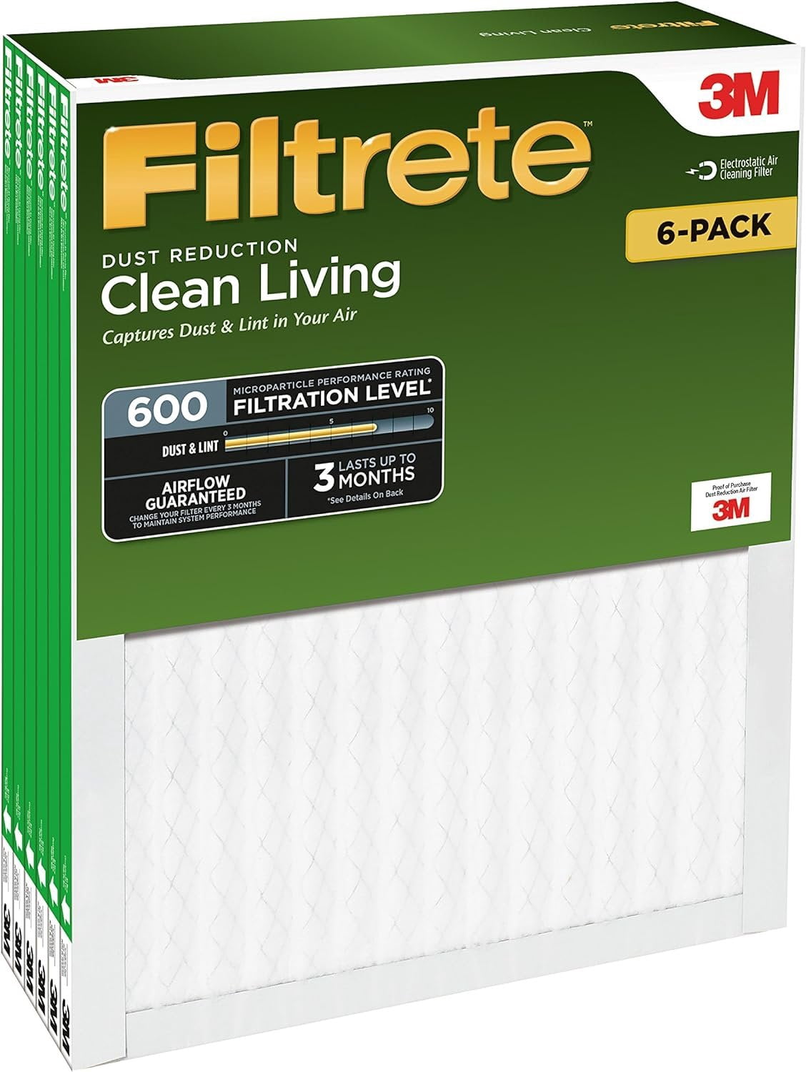 Filtrete DR01-6PK-2E 9831-4 16x25x1 Filter-Quantity 4, 6 Count Pack of 1, No Color
