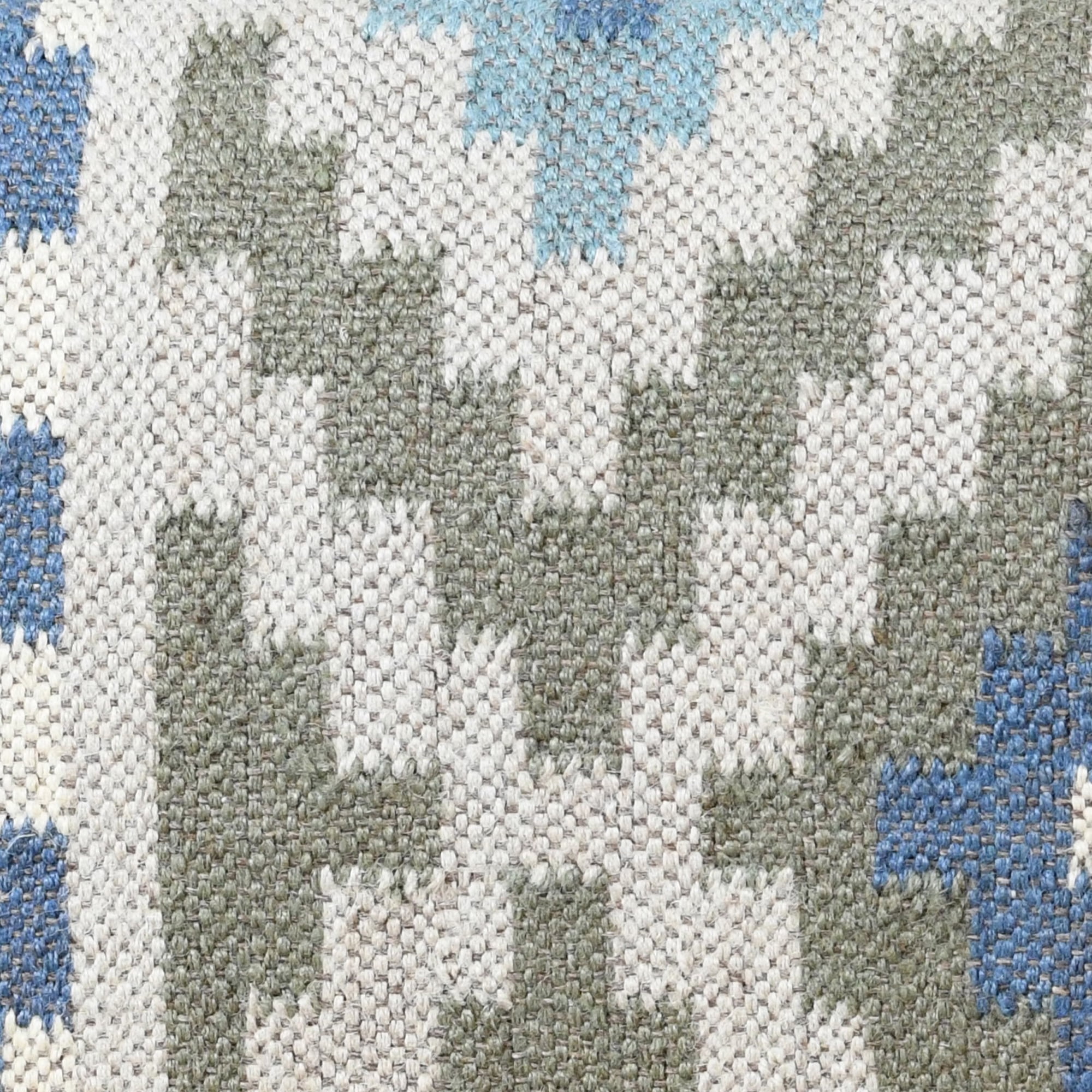 LR Home Rhonelle 47" Blue/Sage Geometric Jute Upholstered Accent Bench