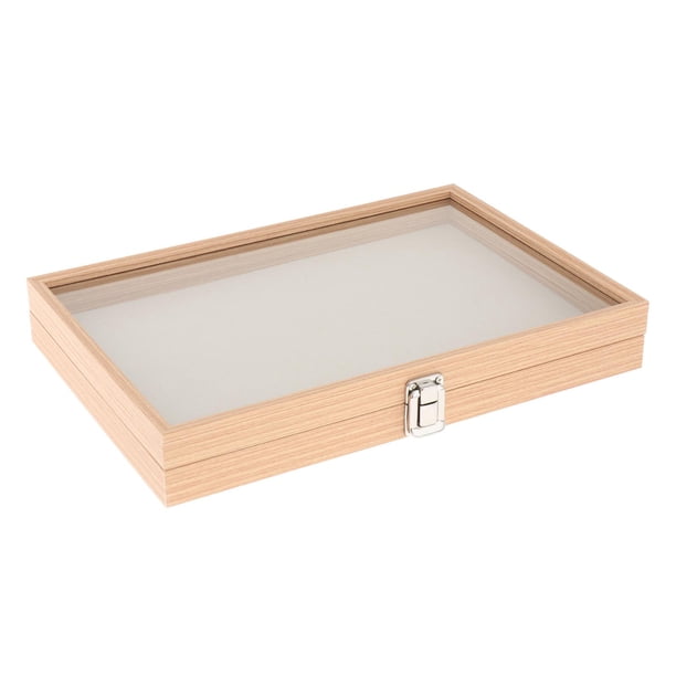 Estuche para exhibir broches y alfileres, caja de almacenamiento con tapa, estuche para exhibir joyas color madera